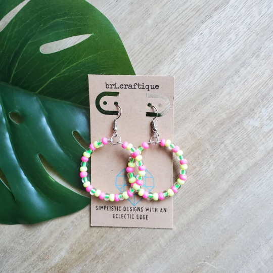 Tropical Fiesta Seed Bead Hoops