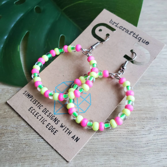 Tropical Fiesta Seed Bead Hoops