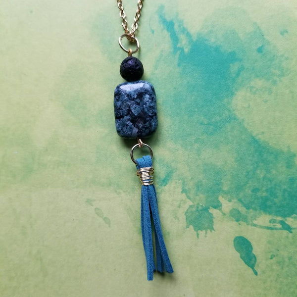 Conglomerate Jasper + Lava Bead diffuser necklace
