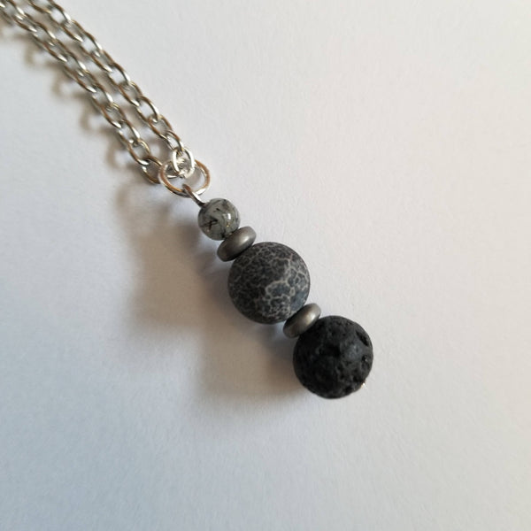 Tourmalated Quartz and Agate Diffuser Necklace