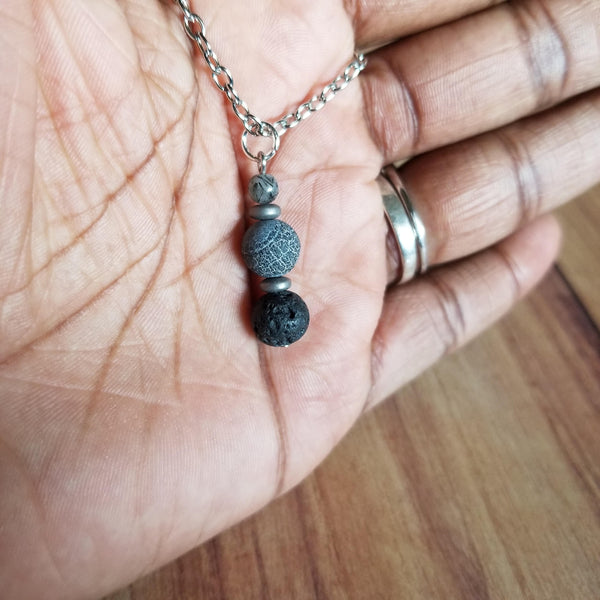 Tourmalated Quartz and Agate Diffuser Necklace