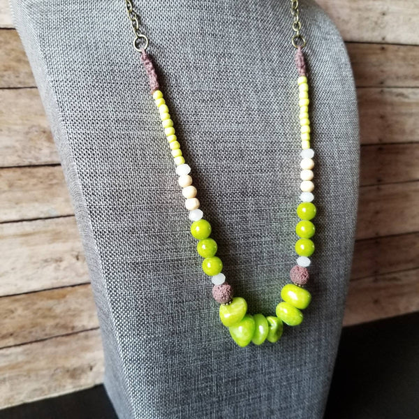Lime Green Stone Lava Diffuser Necklace