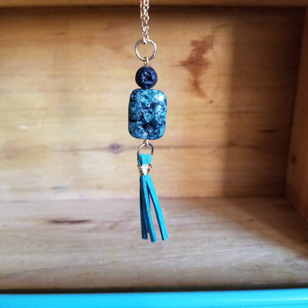 Conglomerate Jasper + Lava Bead diffuser necklace