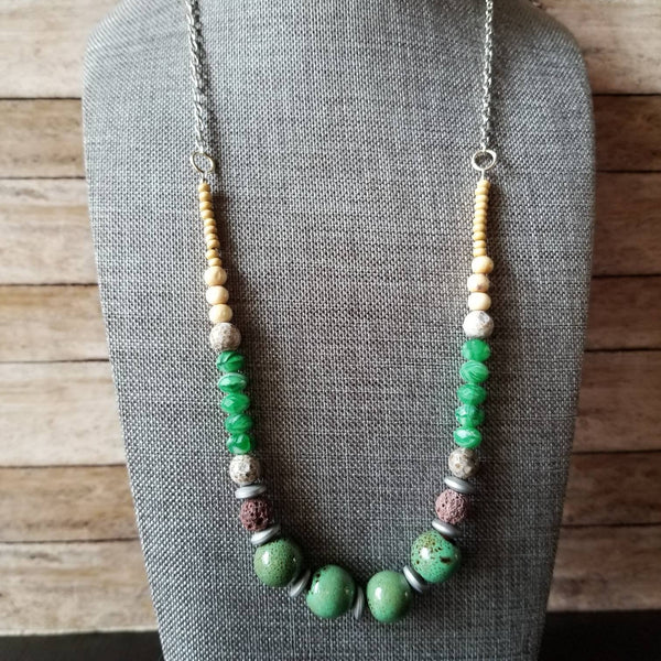 Green Ceramic Lava Diffuser Necklace