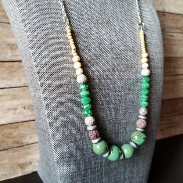 Green Ceramic Lava Diffuser Necklace