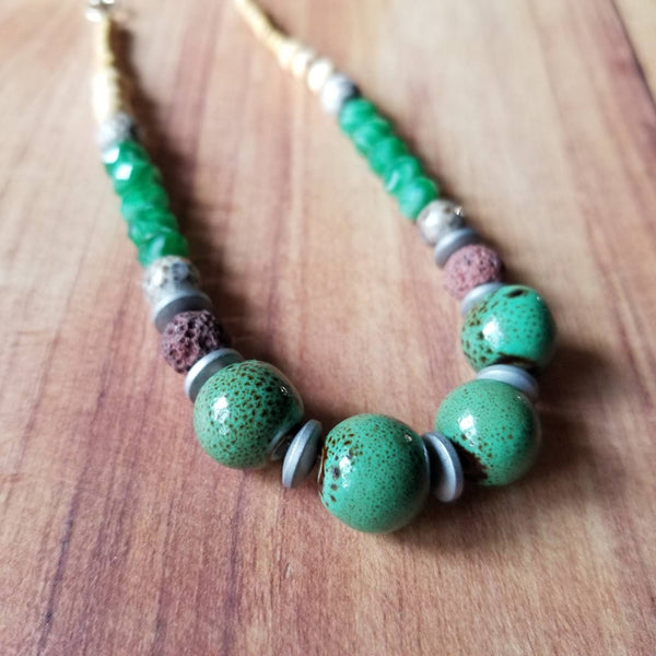 Green Ceramic Lava Diffuser Necklace