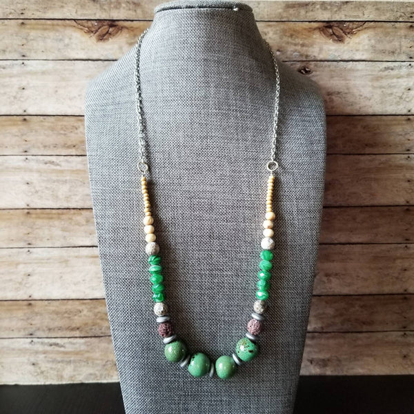 Green Ceramic Lava Diffuser Necklace