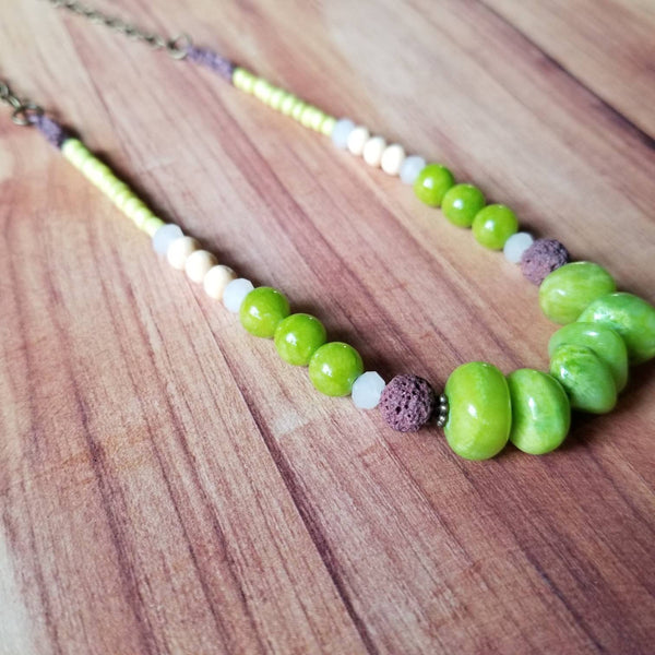 Lime Green Stone Lava Diffuser Necklace