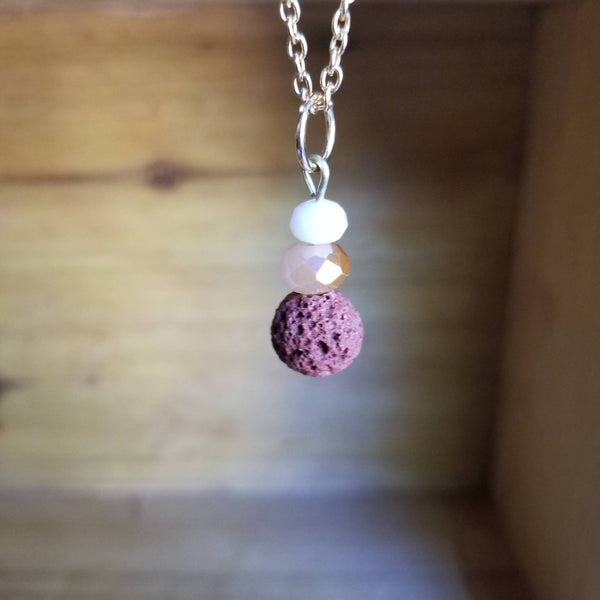 Golden Crystal and Brown Lava diffuser necklace