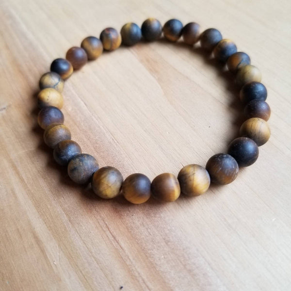 Matte Tiger Eye Beaded Bracelet