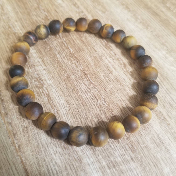 Matte Tiger Eye Beaded Bracelet
