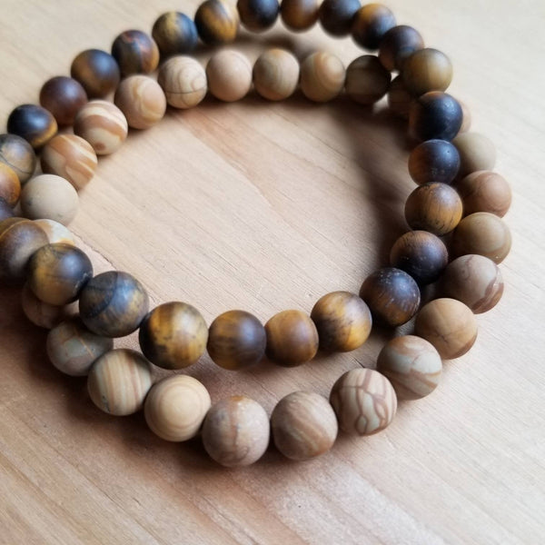 Matte Tiger Eye Beaded Bracelet