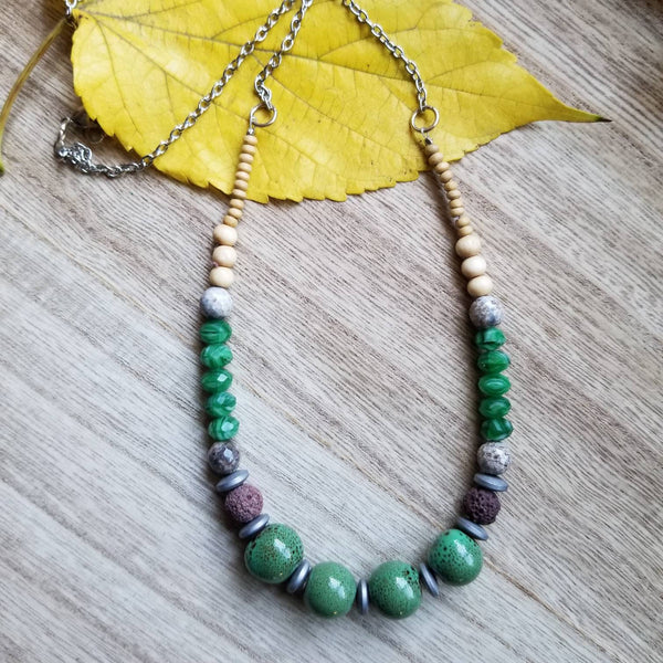 Green Ceramic Lava Diffuser Necklace