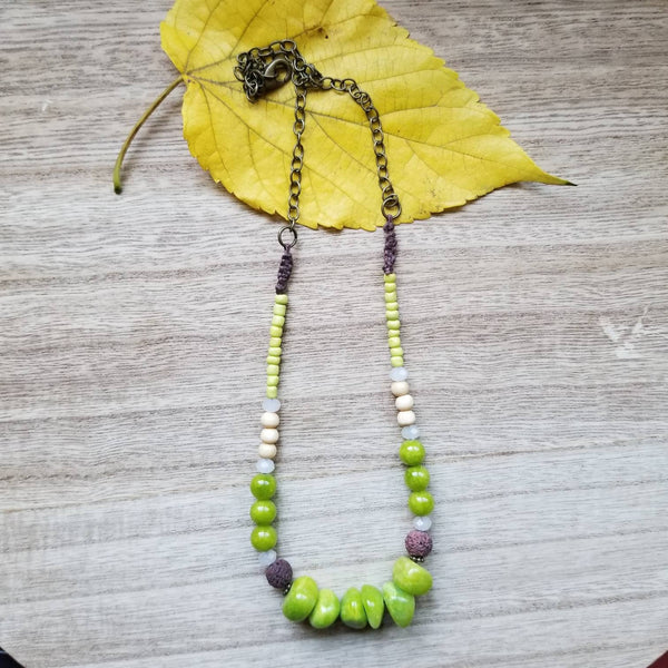 Lime Green Stone Lava Diffuser Necklace