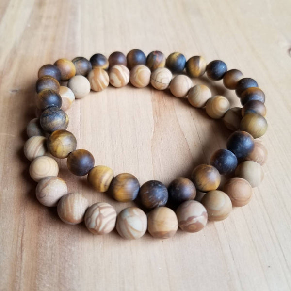 Matte Tiger Eye Beaded Bracelet