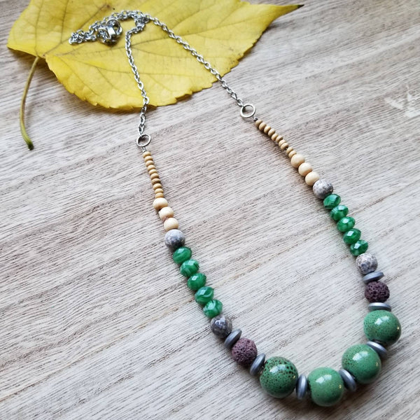 Green Ceramic Lava Diffuser Necklace