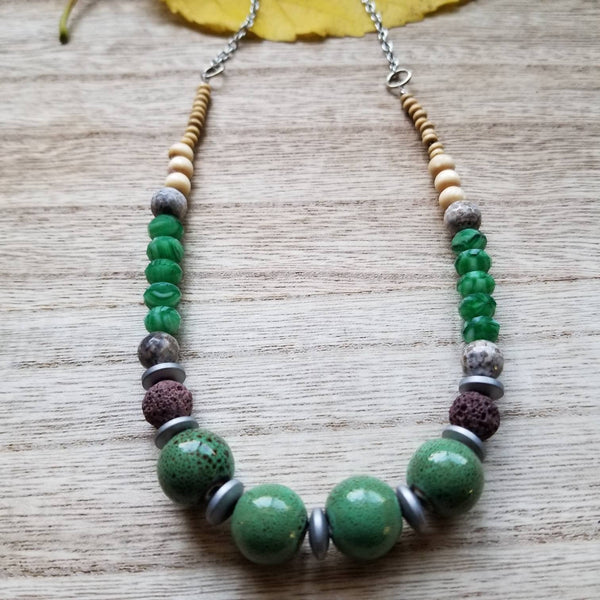 Green Ceramic Lava Diffuser Necklace