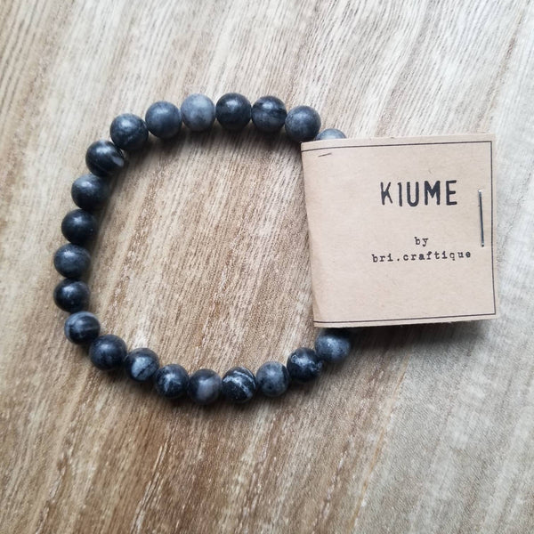 Black Network Agate beaded bracelet