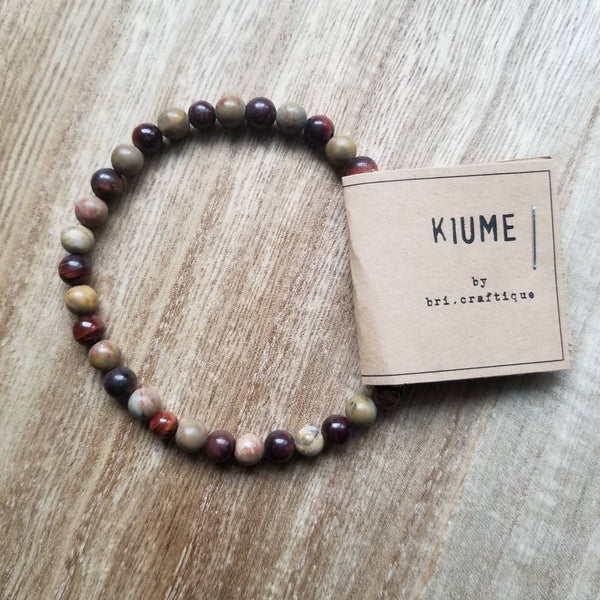 Red Tiger and Jasper beaded bracelet