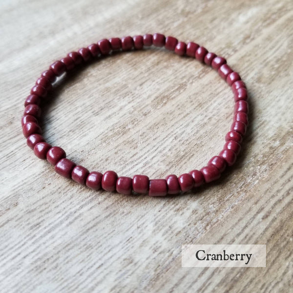 Red seed bead stretch bracelets