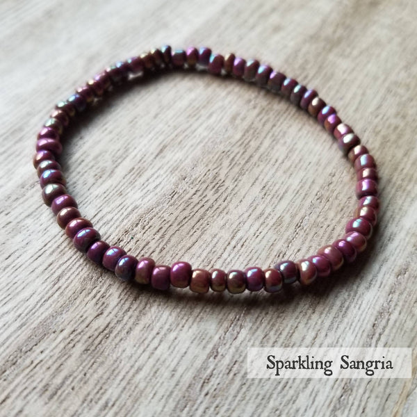 Red seed bead stretch bracelets