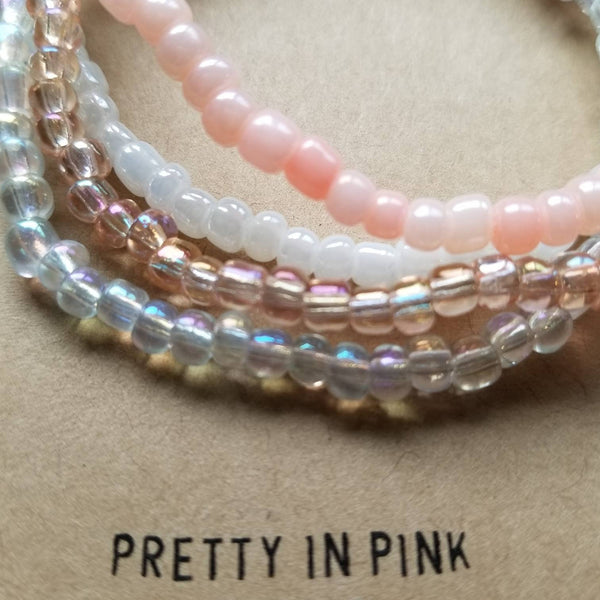 Pretty in Pink seed bead bracelet set