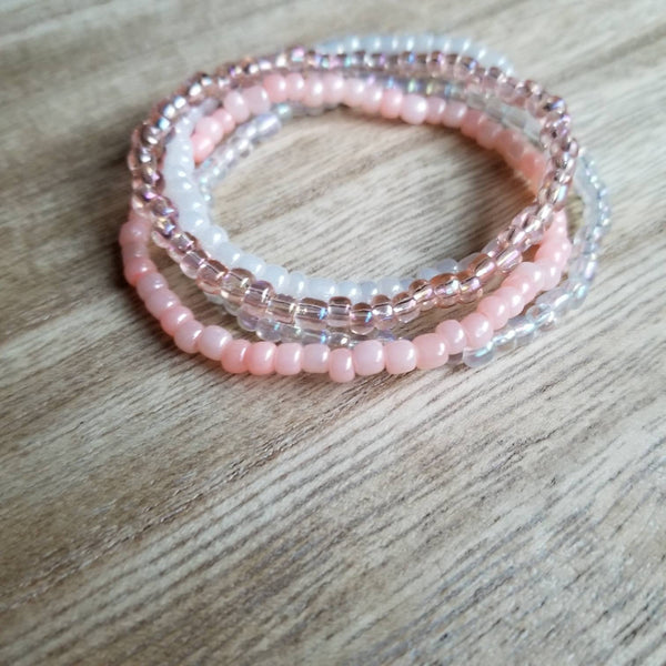 Pretty in Pink seed bead bracelet set