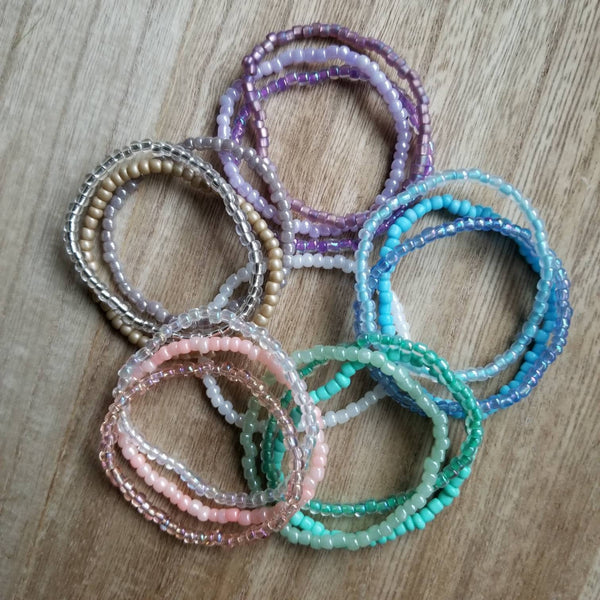 Pretty in Pink seed bead bracelet set