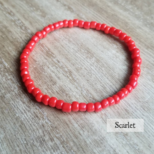 Red seed bead stretch bracelets