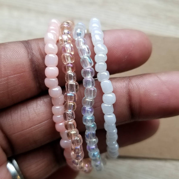 Pretty in Pink seed bead bracelet set
