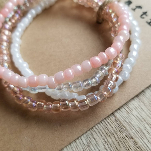 Pretty in Pink seed bead bracelet set
