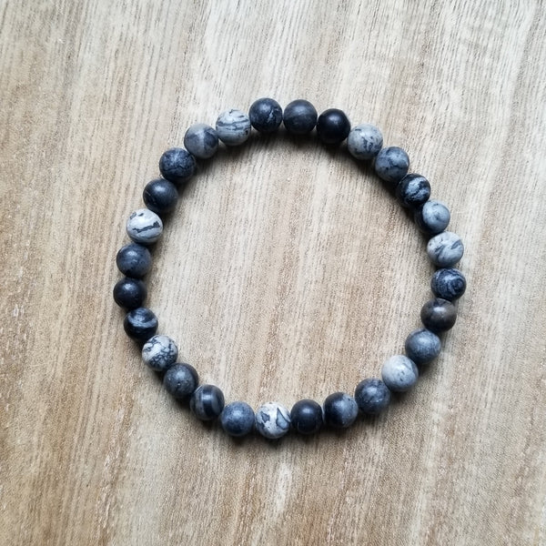 Black Agate and Jasper beaded bracelet