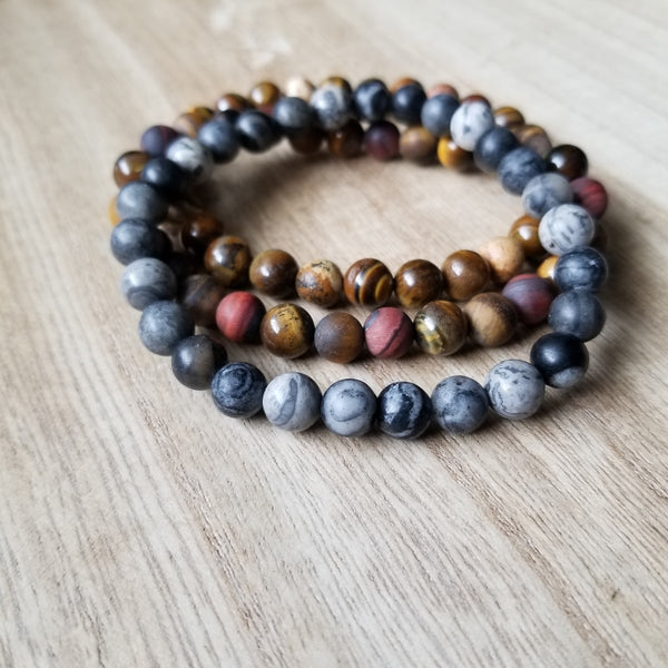 Black Agate and Jasper beaded bracelet
