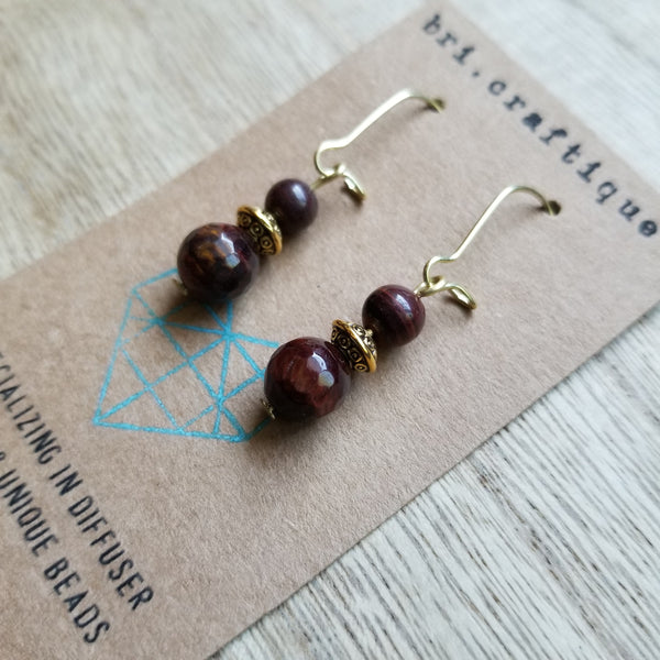 Red Tiger Eye Drop Earrings