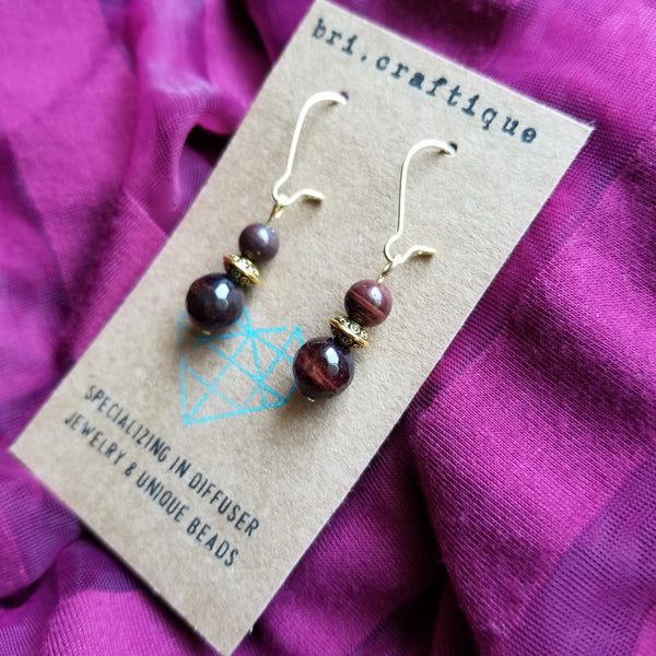 Red Tiger Eye Drop Earrings