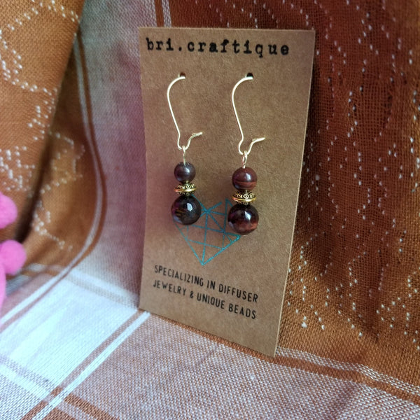 Red Tiger Eye Drop Earrings