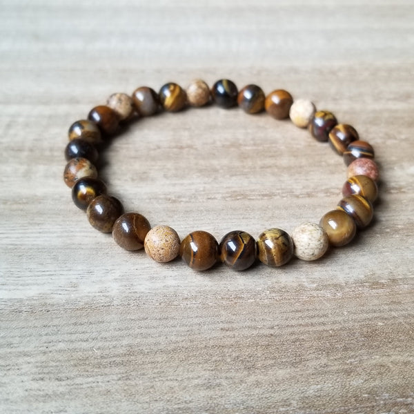 Tiger Eye and Jasper beaded bracelet