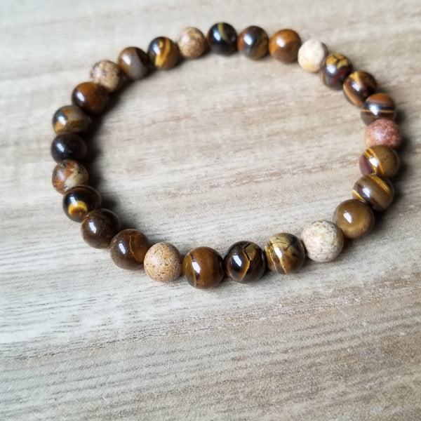 Tiger Eye and Jasper beaded bracelet