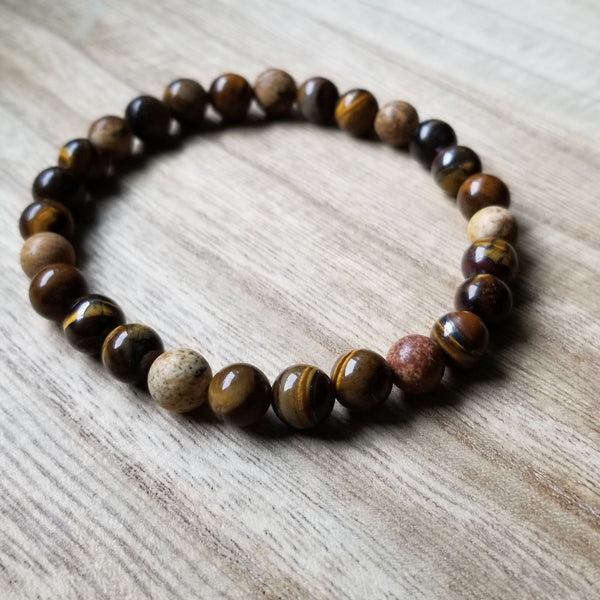 Tiger Eye and Jasper beaded bracelet