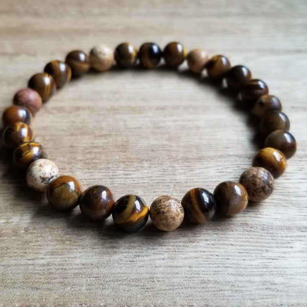 Tiger Eye and Jasper beaded bracelet
