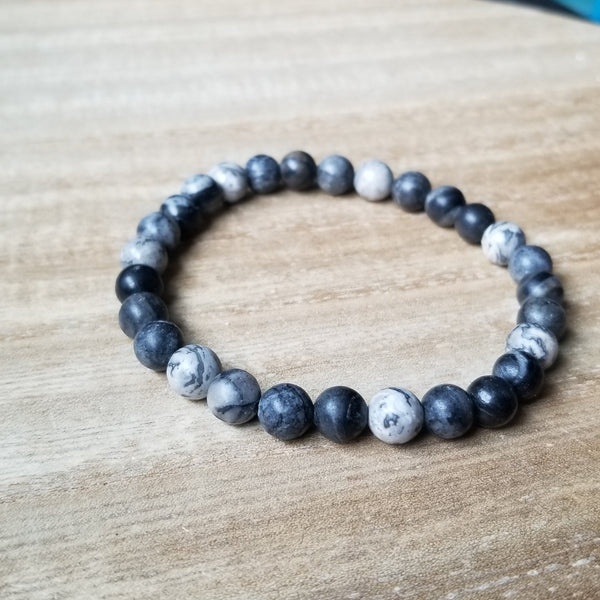 Black Agate and Jasper beaded bracelet