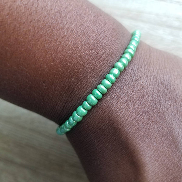 Luxe Mint Green glass seed bead bracelet