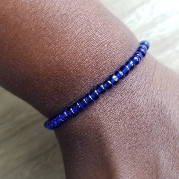 Sapphire Blue Seed Bead Bracelet