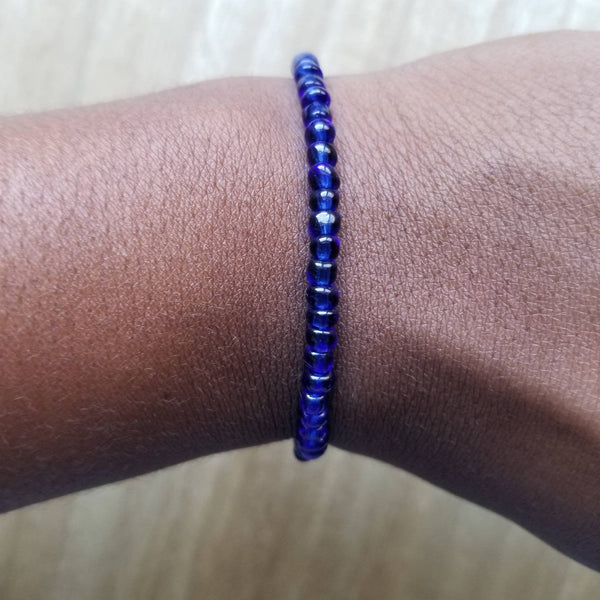 Sapphire Blue Seed Bead Bracelet