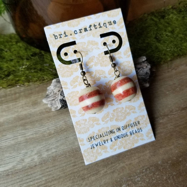 Orange Striped Drop Earrings