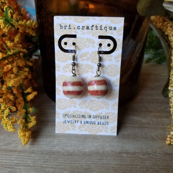 Orange Striped Drop Earrings