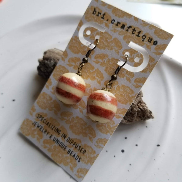 Orange Striped Drop Earrings