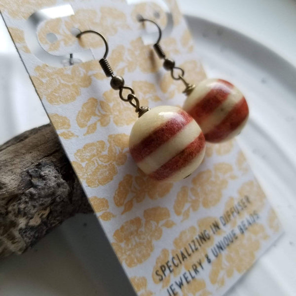 Orange Striped Drop Earrings