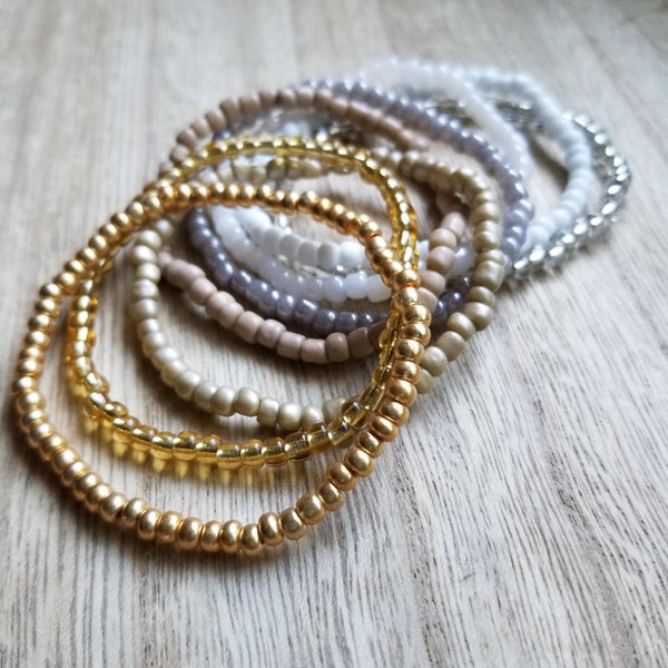 Citrine glass seed bead bracelet