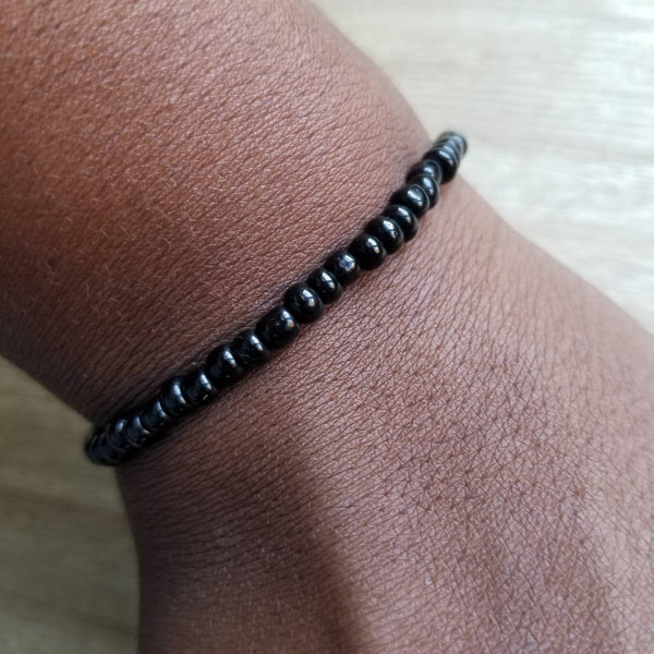 Black seed bead bracelet